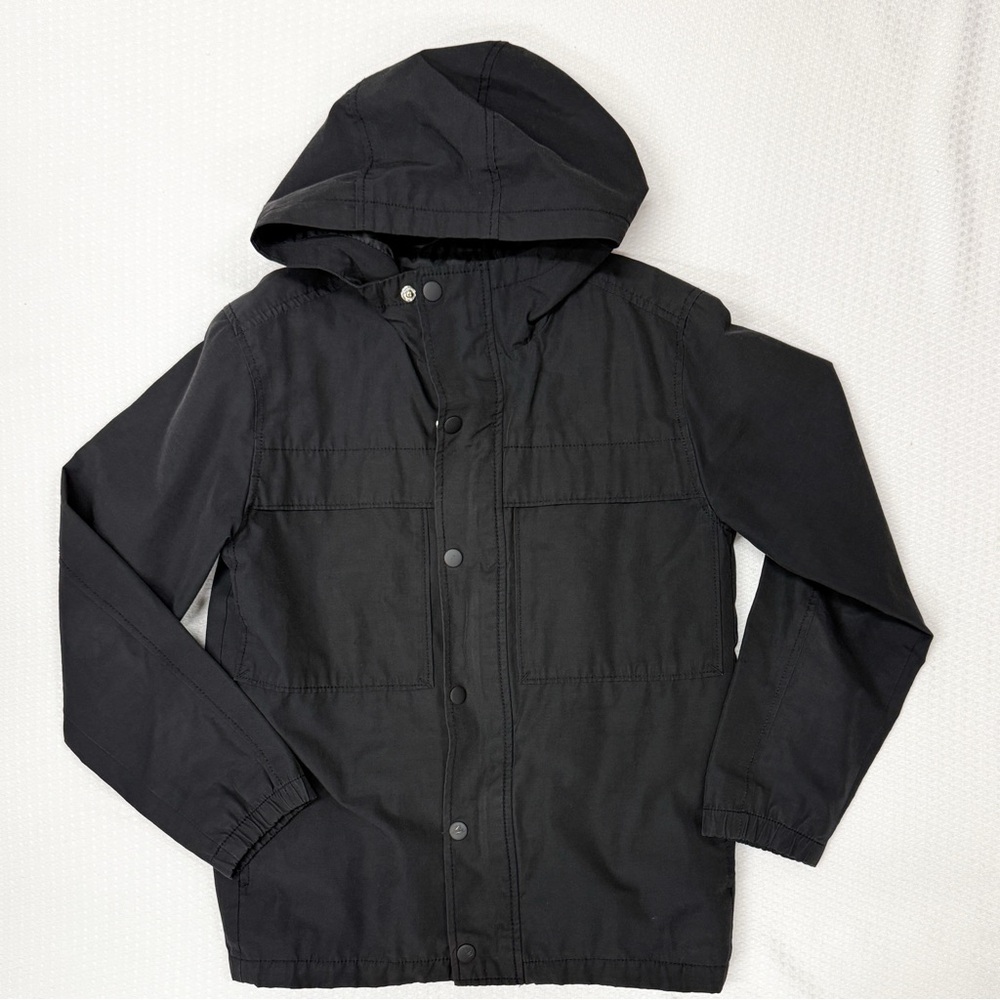 Old Navy Windbreaker Hooded Jacket Black Boys L 10-12 Full Zip